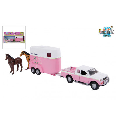 KidsGlobe - Mitsubishi m/ paardentrailer roze 27cm 10086347