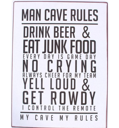 Sign - Man cave rules ... - 26x35cm