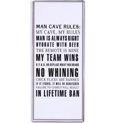 Sign - Man cave rules - 30x13cm