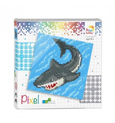 PIXEL - Set 4 kleine platen - haai