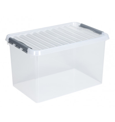 Sunware Q-LINE box 62L - transparant met metaalkleur handvat