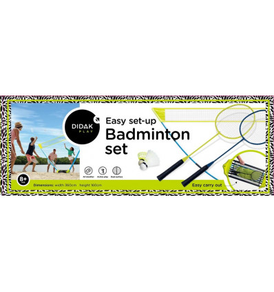 DIDAK Badminton speelset - 360x160cm - easy set-up voor 2 personen 10077627