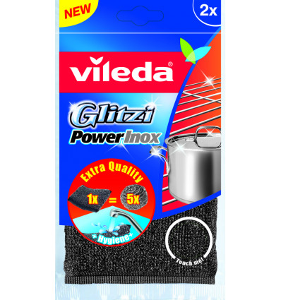 VILEDA schuurspons GLITZI power inox- 2x