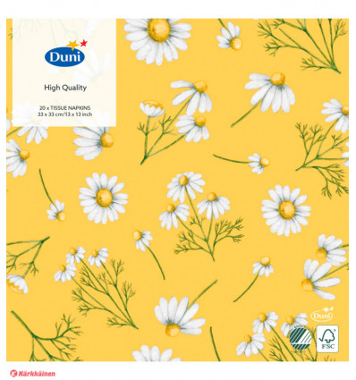 DUNI Servetten - Pretty Daisy Yellow - 33x33cm