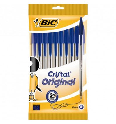 BIC Cristal medium balpennen 10st- blauw