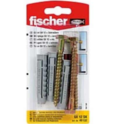 FISCHER Plug + schroef SX12K60mm 3stuk 49132