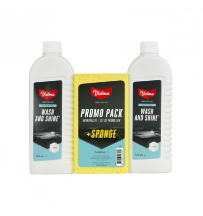 VALMA Wash & shine m/ spons -2x500ML auto shampoo reinigt grondig zonder strepen
