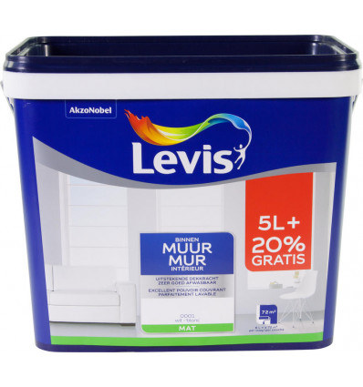 LEVIS muurverf binnen 5L + 1L GRATIS LL6 LML5