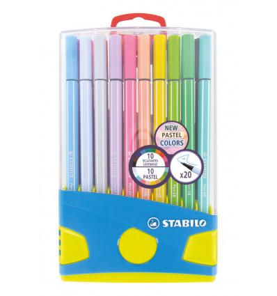 STABILO Pen viltstift 68 pastel parade20stuks kan tot 24u open zonder uitdrogen