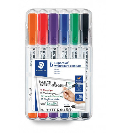 STAEDTLER Lumocolor whiteboard compact - 6st MARKEERSTIFTEN VOOR WHITEBOARD