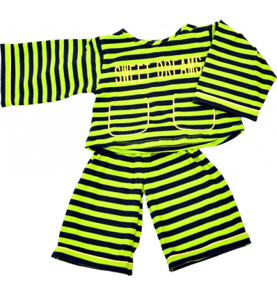Pyjama groen streep voor handpop - 65cm TU UC