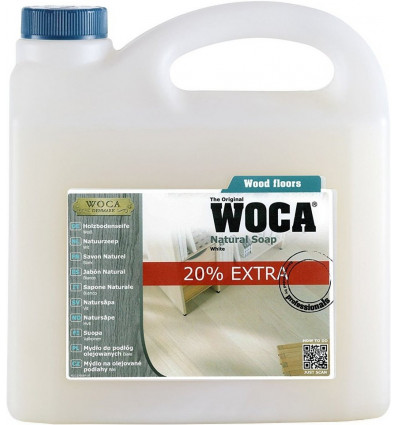 WOCA natuurzeep 3L - wit + 20 % gratis reiniging voor geoliede,gelakte vloeren
