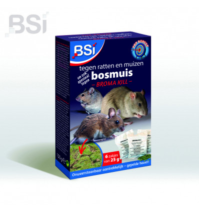 BSI Broma kill - tegen ratten en muizen 6 zakjes van 25gr - gepelde haver
