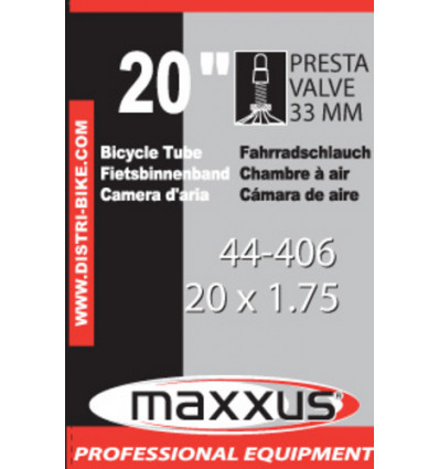 Binnenband 20x1.75 presta voor band 20" met fietsventiel 33mm Maxxus