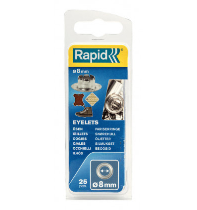 RAPID eyelets 8mm 25pcs + 2 metal tools