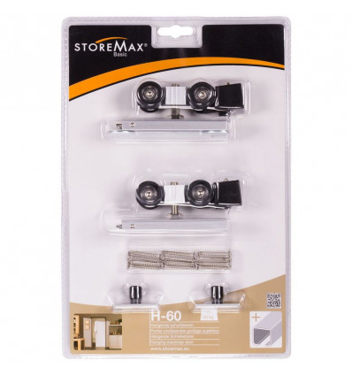 STOREMAX - Wielenset voor schuifdeuren H60- 2wieltjes + accesoires bevestiging