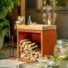 OFYR - Butcher Block storage 90 corten teak wood - handig werkblad & houtopslag