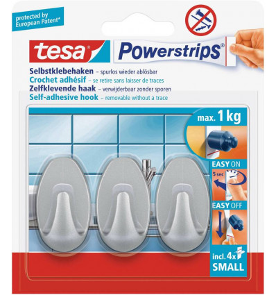 TESA powerstrips small ovaal mat chroom