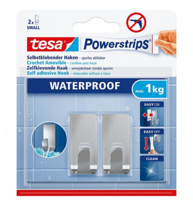 TESA powerstrips waterproof haken rvs rechthoekig small