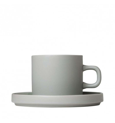 Blomus PILAR 2 koffiemokken met ondertas- mirage grey