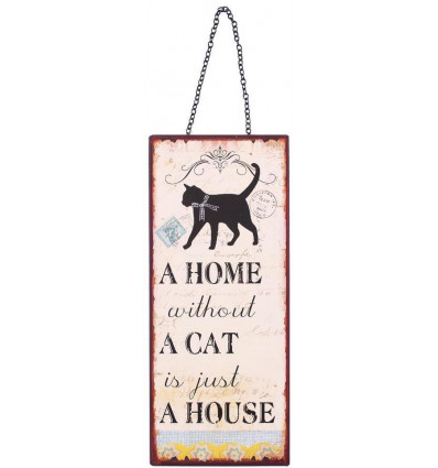 Sign - A home without a cat - 13x30cm