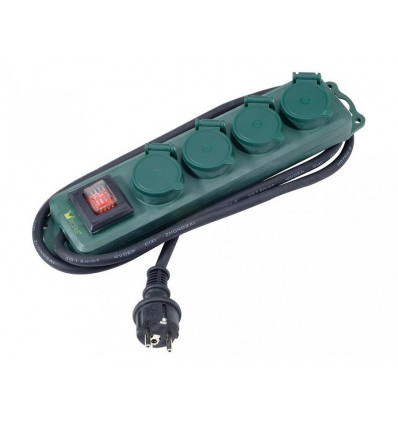 Profile 4V stopcontact ext+sch+1.5M groen outdoor stekkerdoos 012116006
