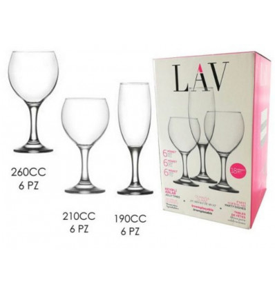 Percentage stoom gras LAV glazenset 18 delig glasservies 6x champagneglas,6x rode wijn 6x w.wijn  - Europoint BVBA