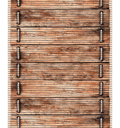 FLEXI mat hout/touw print - 65cm - bruin 15m/rol