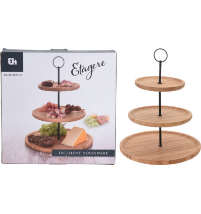 EXCELLENT HOUSEWARE Etagere 3 laags - bamboe