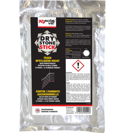 RECTACIT Drystone stick tegen opstijgend vocht - 10sticks 3l vloeibaar product