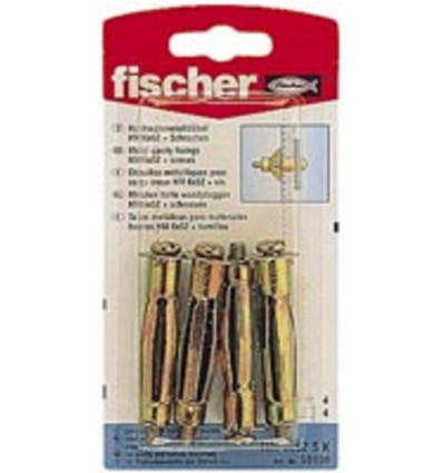 FISCHER Hollewandplug + schroef 6x52 4stuks 50909