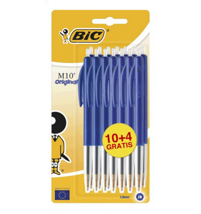 BIC Balpennen M10 medium - blauw- 10+4gr