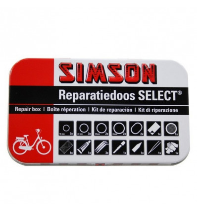 Simson Reparatiedoos select voor fietsbanden - 23 delig inclusief solutie lijm