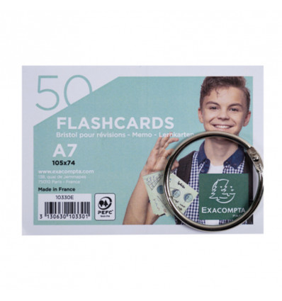 EXACOMPTA flashcards A7 - 105x75mm - ass 50st. (prijs per set)