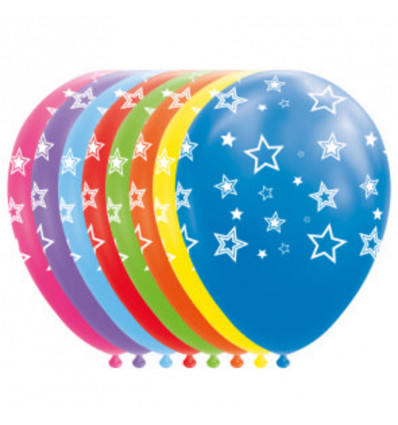 FIESTA 8 ballonnen 30cm - sterren mix kleuren