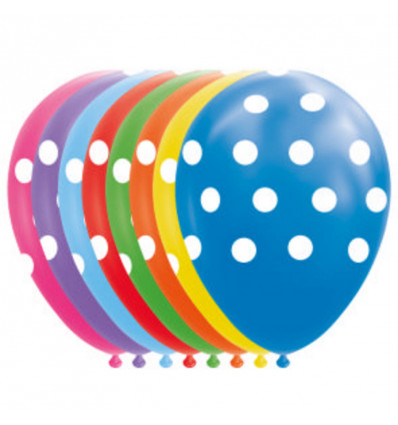 FIESTA 8 ballonnen 30cm - dots mix kleur