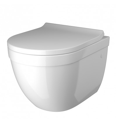 LAFINESS Rim-short ophangtoilet wc wit porselein met zitting H36.5cm L48.5cm