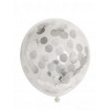 FIESTA 6 ballonnen confetti 30cm- zilver metallic