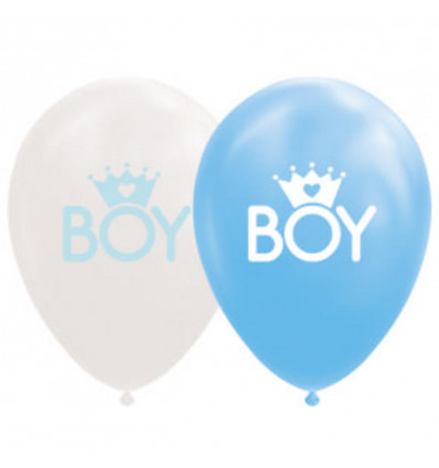FIESTA 8 ballonnen 30cm - baby boy blauw/ wit