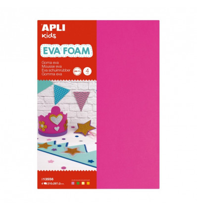 APLI Foam A4 - fluo fuchsia/ groen/ geel & oranje 13556