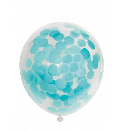 FIESTA 6 ballonnen confetti 30cm - baby blauw