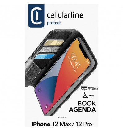 CELLULARLINE Iphone 12MAX/PRO - hoesje book agenda - zwart