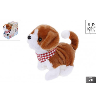 Take Me Home loophond 17cm - wit/ bruin