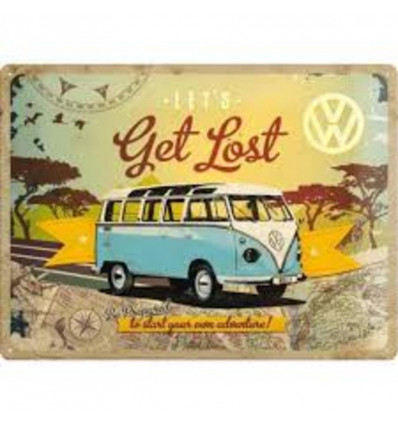Tin sign 30x40cm - VW Bulli Let's get lost