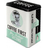 Tin box L 10x14x20cm - Coffee first