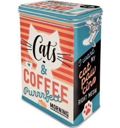 Clip top box - Cats & coffee