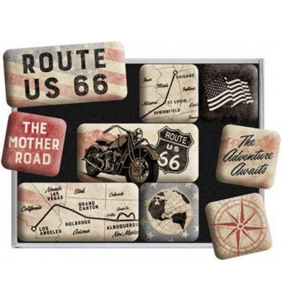 Magneet set 9st.- Route 66 Bike Map