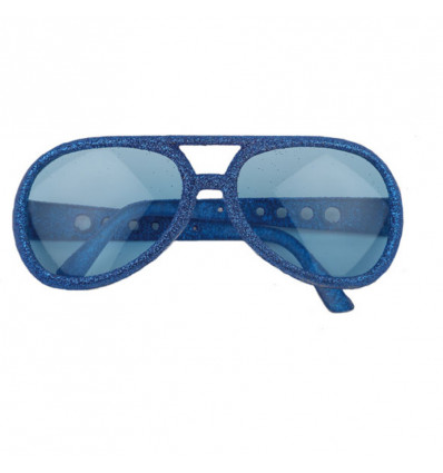 Bril disco - glitter blauw