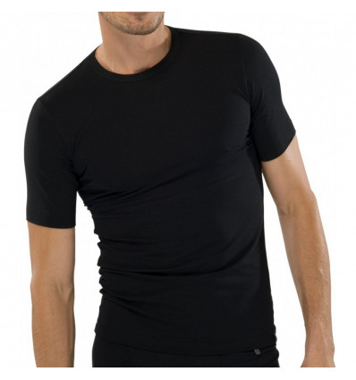 Schiesser H shirt ronde hals - zwart - 006