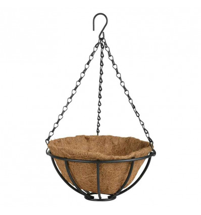 ESSCHERT Hanging basket - 25x25x11cm - zwart/kokos